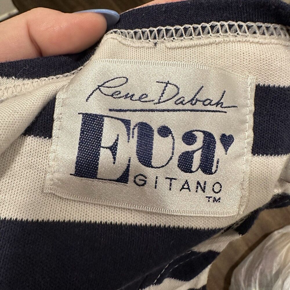 EJ Gitano Eva Joia Rene Dabah Vintage 80's Navy Blue White Tank Top Shirt L - Picture 9 of 11